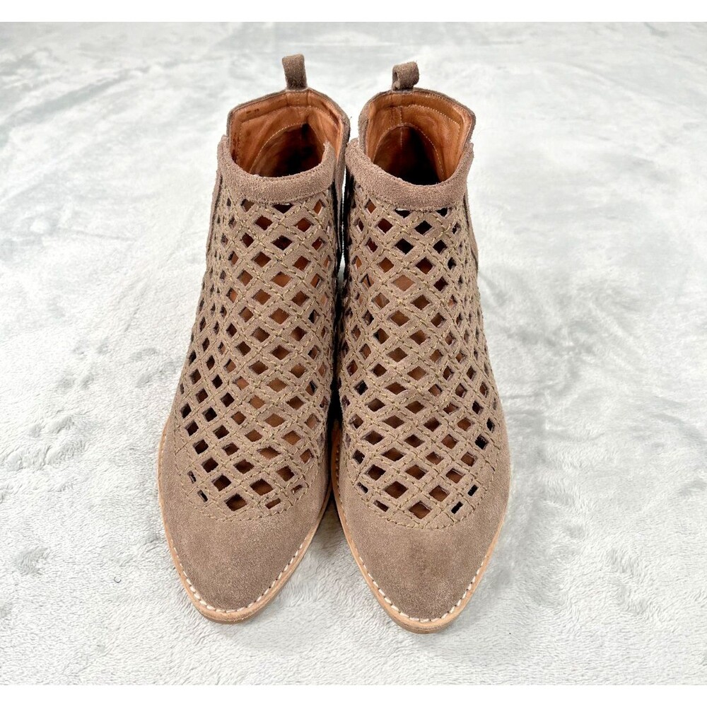 Jeffrey Campbell Taggart Suede Cutout Ankle Booties Taupe Womens 9 Boho